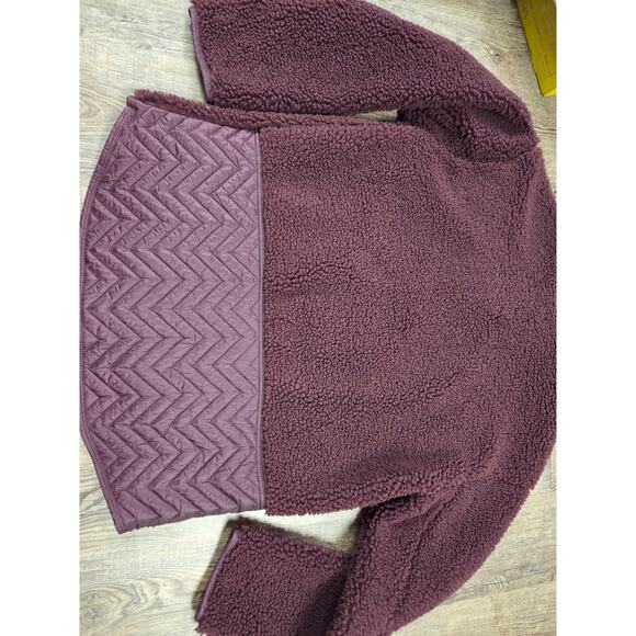 ATHLETA Cozy Sherpa Snap Sweatshirt Plush Dark Purple Eggplant Medium - Picture 5 of 5
